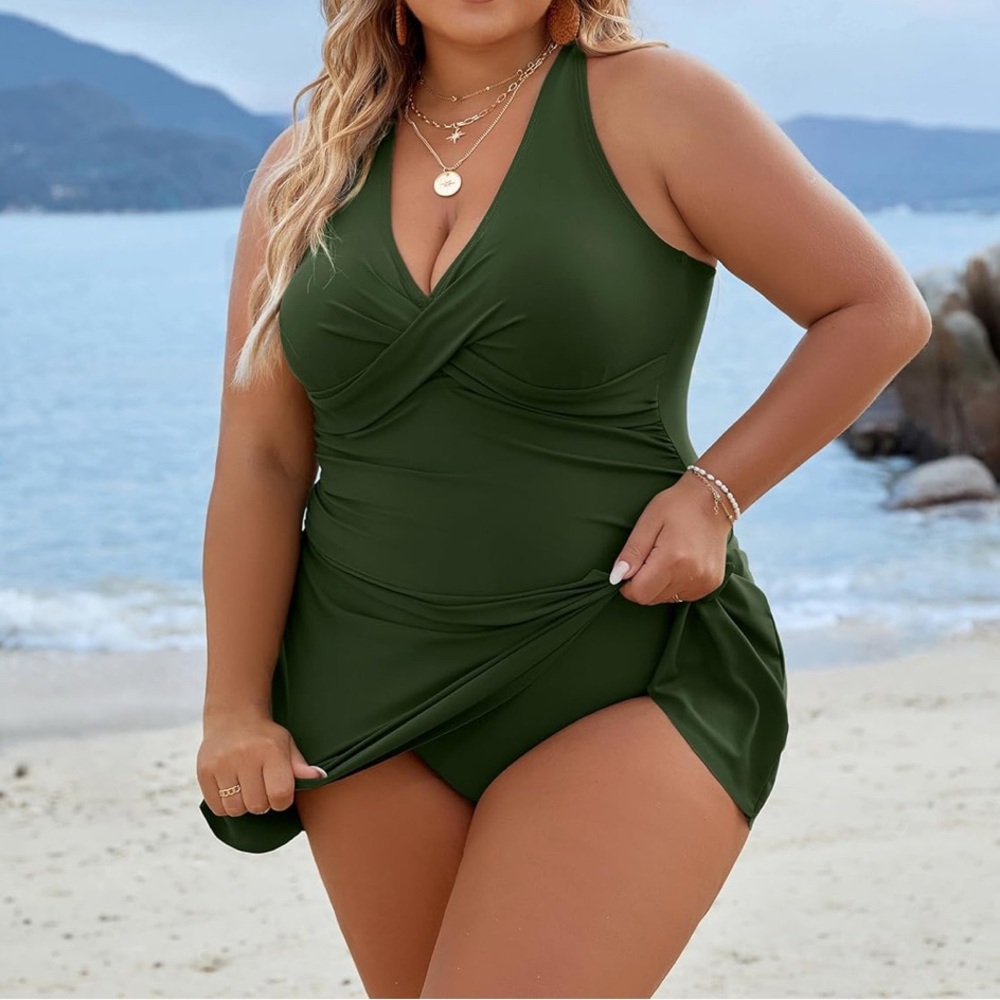 Green Blooming Jelly One Piece Tummy Control Swimsuit